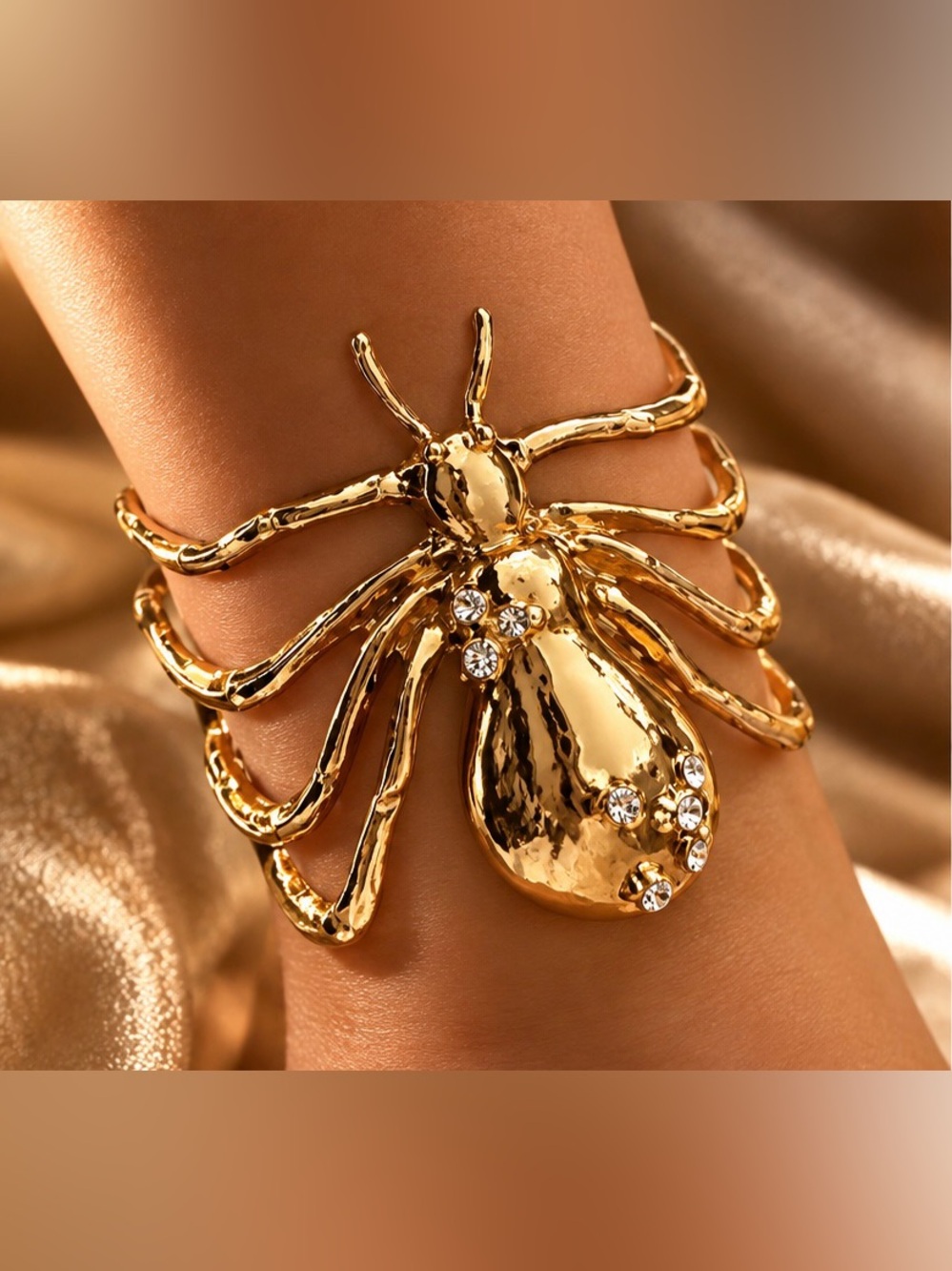 Crystal Spider Statement Cuff Bracelet